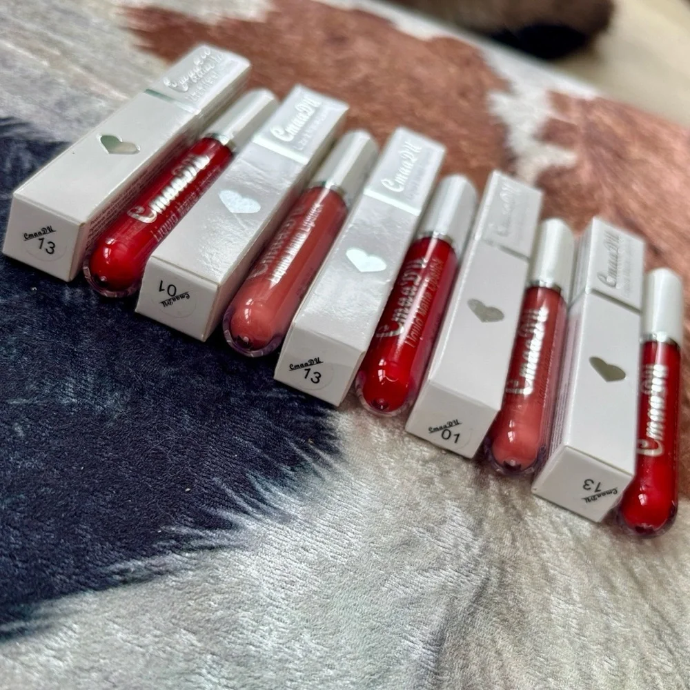 Brand New CmaaDu Set of 5 Matte Liquid Lipsticks 13 Ruby Red & 01 Waterproof
